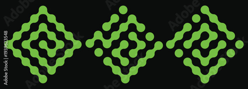 Diagonal metaball connected circles shape. Pattern of Green metaballs icon. Abstract nerve cell dots. vector illustration. Pattern of blue metaballs icon. vector illustration. EPS 10.