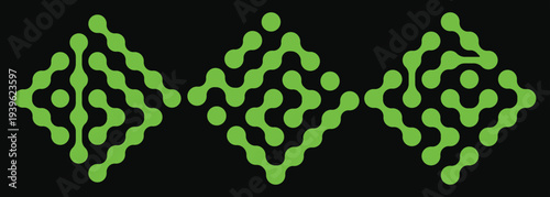 Diagonal metaball connected circles shape. Pattern of Green metaballs icon. Abstract nerve cell dots. vector illustration. Pattern of blue metaballs icon. vector illustration. EPS 10.