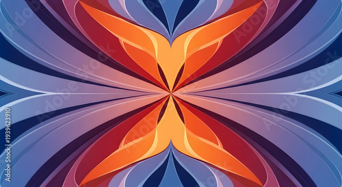 Abstract symmetrical flower bloom with vibrant gradient colors and artistic design elements