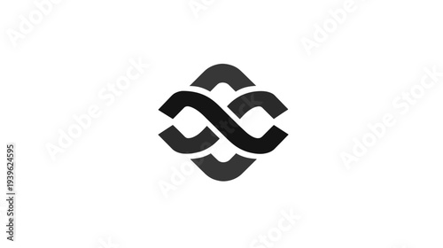 Abstract intertwined geometric pattern. Modern black and white design element representing connection, infinity, and complexity.