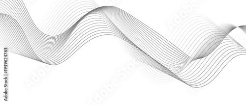Stylish Abstract Gray Wave Lines Vector Illustration Design Smooth Curved Line Pattern on White Background