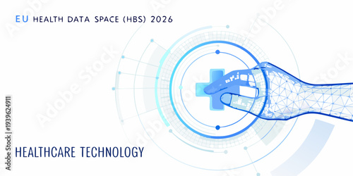Eu health data space concept with a hand interacting with technology