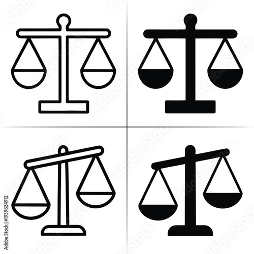 Set of Scales of Justice Icons
