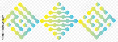 Set of black liquid connected circle dots in metaballs style representing abstract geometric pattern, fluid connection design in gradient color on transparent background. EPS 10.