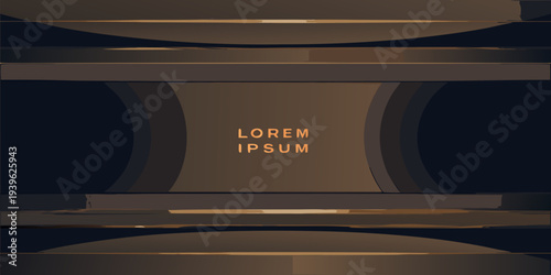 Abstract geometric background with curved lines and golden accents