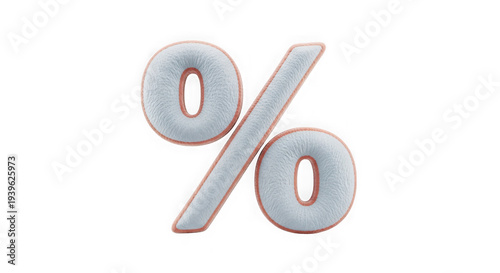 Leather percent sign symbol with orange border on white background transparent background