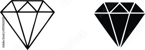 Two black and white diamond shapes on a plain background