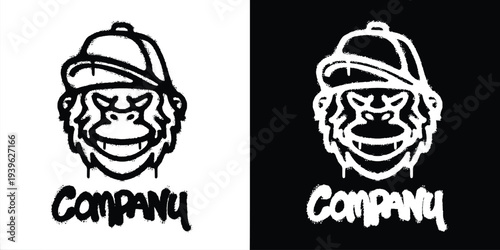 Graffiti hip hop gorilla logo vector design