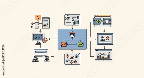 Data processing and analysis workflow diagram illustrating various stages and tools used in business intelligence from multiple data sources to insightful reports