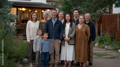 Wallpaper Mural Biracial family celebrating spring equinox backyard mixing cultural traditions diverse extended family gathering multicultural celebration blending customs contemporary inclusive, perfect for Torontodigital.ca