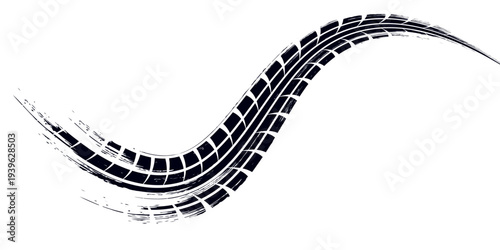 Black and blue tire track vector illustration car, motorcycle, and truck tire marks vehicle wheel trails with grunge effect for graphic design