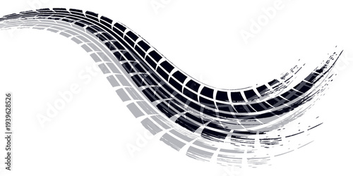 Black and blue tire track vector illustration car, motorcycle, and truck tire marks vehicle wheel trails with grunge effect for graphic design