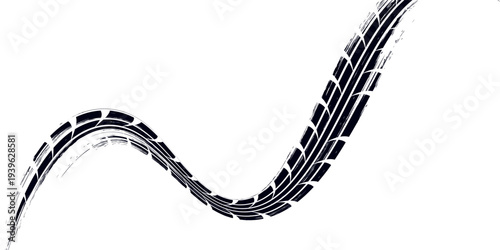Black and blue tire track vector illustration car, motorcycle, and truck tire marks vehicle wheel trails with grunge effect for graphic design