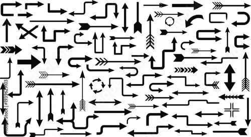 Collection of various arrows and pointers in different shapes and directions