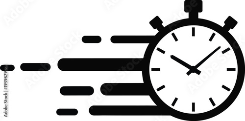 A stopwatch speeding through time with motion blur effect