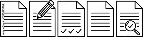Document icons with various states and actions