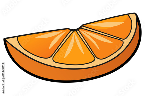 Vibrant cartoon orange slice with bold outlines and bright colors on a clean white background