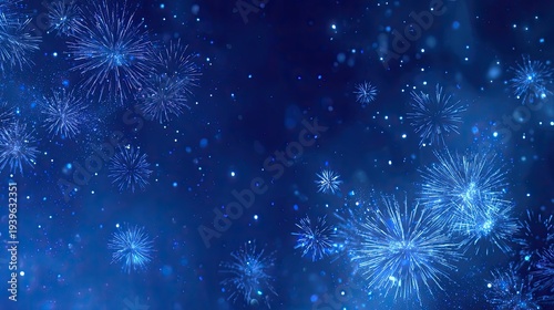 blue fireworks night sky background for independence day celebration
