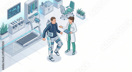 Isometric robotic exoskeleton assisting patient with physical rehabilitation