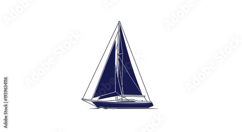 Blue Glass Paperweight in Sailboat Shape.