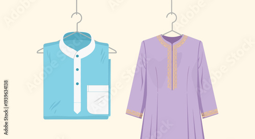 Men and Women Traditional Clothing Hanging.