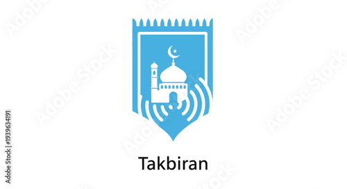 Takbiran Islamic Symbol Mosque Logo Design.