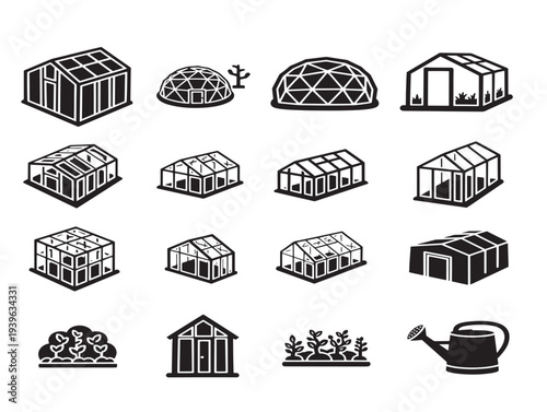 Minimalist house and building icons set