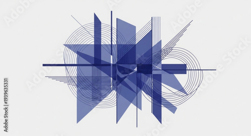 Abstract Geometric Blue Shapes and Lines Design.