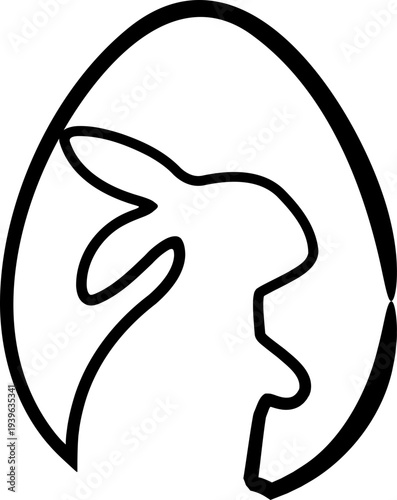 Easter bunny doodle inside egg illustration.
Minimalist Easter bunny sketch clipart design.
Hand-drawn spring bunny line art vector.
Transparent background. SVG.