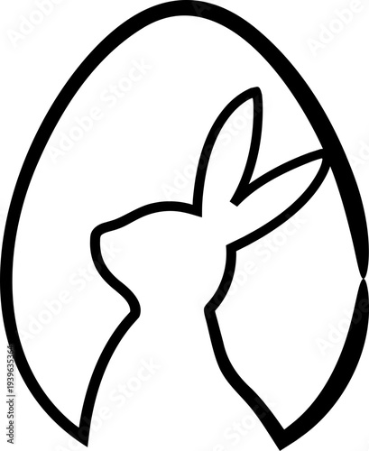 Easter bunny doodle inside egg illustration.
Minimalist Easter bunny sketch clipart design.
Hand-drawn spring bunny line art vector.
Transparent background. SVG.