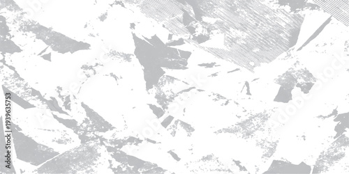 Vintage gray grunge world map wall design featuring distressed paper texture and abstract ink splash art patterns in a vector illustration