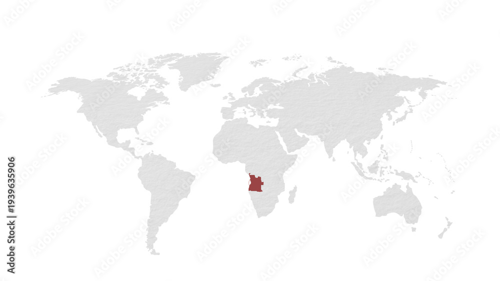 Fototapeta premium Angola map highlighted on world map 0100 digital illustration graphic visual image suitable for design projects presentations marketing materials web 