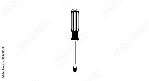 Detailed illustration of a flathead screwdriver, a common hand tool for various tasks.