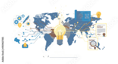 Global Innovation and Business Strategy Concept with Lightbulb.