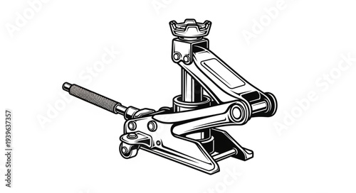 Detailed illustration of a mechanical car jack, ready for automotive use.