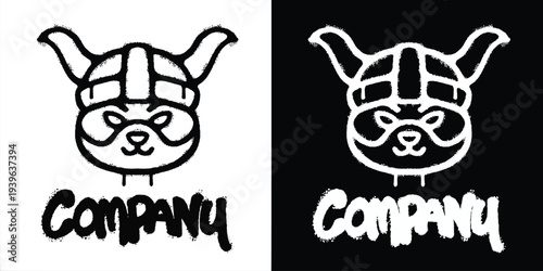 Graffiti dog viking logo vector design