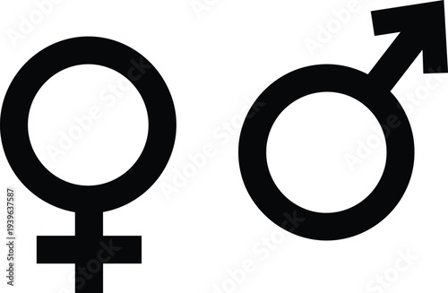 Male and female gender symbols icon, gender equality concept sign, man woman symbol illustration, social identity graphic