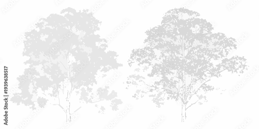 Fototapeta premium Silhouetted trees against a plain white background simple and elegant