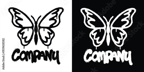 Graffiti butterfly logo vector design