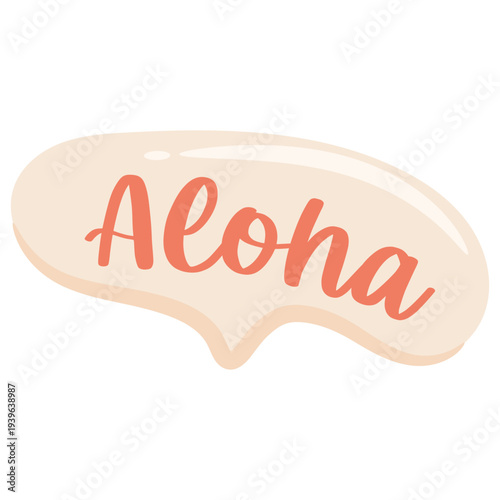 Colorful speech bubble sticker with Aloha in Hawaiian language - english for hello greeting