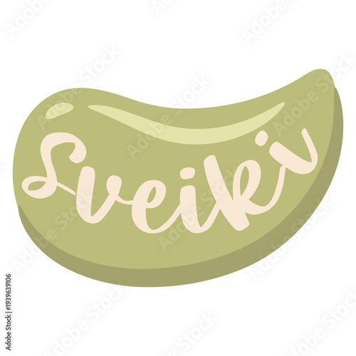Colorful speech bubble sticker with Sveiki in Latvian language - english for hello greeting
