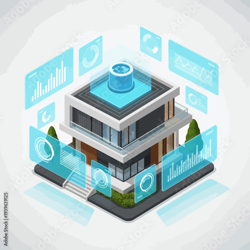 Smart home technology concept with house on tablet