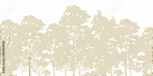 Minimalist silhouette of a dense forest canopy against a pale background