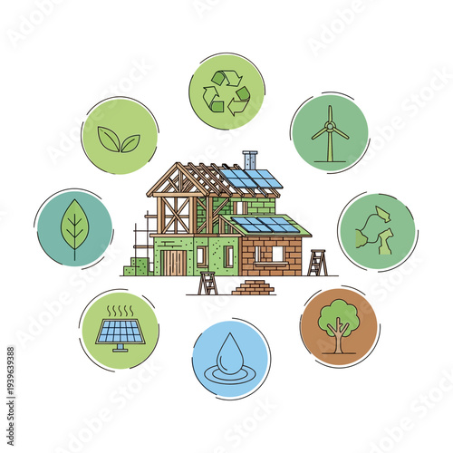 An eco-friendly house with sustainable energy solutions