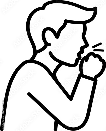 Man coughing into his elbow