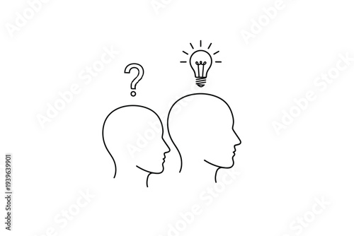 Mind Thinking Brain Idea Outline Icons Pack, Psychology and Communication Concept Vector