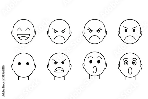 Mind Thinking Brain Idea Outline Icons Pack, Psychology and Communication Concept Vector