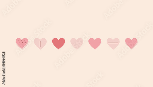 A digital illustration of heart symbols on a beige background, conveying love and affection in a minimalist style.