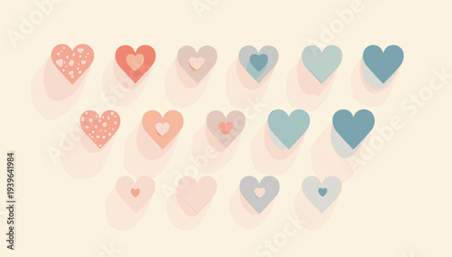 A minimalist illustration of a pink heart with white spots on a soft, pale background, conveying love and affection in a simple and modern style.