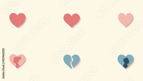 A minimalist illustration of a woman's silhouette inside a heart shape, conveying love and affection in a simple, modern design.